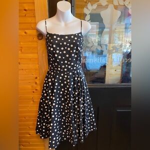 WHBM Black White Polka Dot Tank Fit & Flare Sun Dress